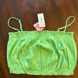 Roxy size large green bubble, top bikini vibes cute beach, top new with tags